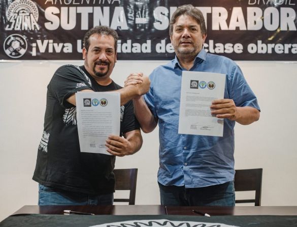 Sintrabor recebe homenagem pelo apoio aos borracheiros representados pelo Sutna (Argentina)